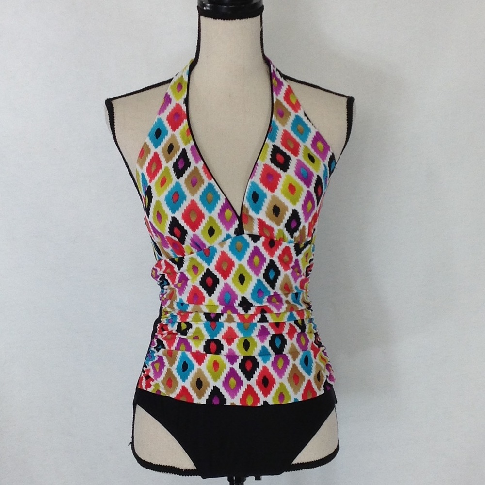 Tropical Honey One Piece Roched  Halter Swimwear